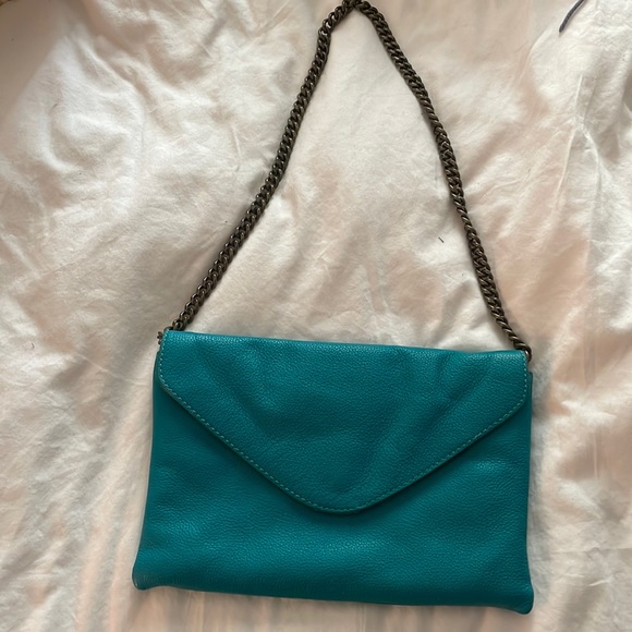J. CREW  Turquoise Envelope Bag Clutch - Picture 1 of 7